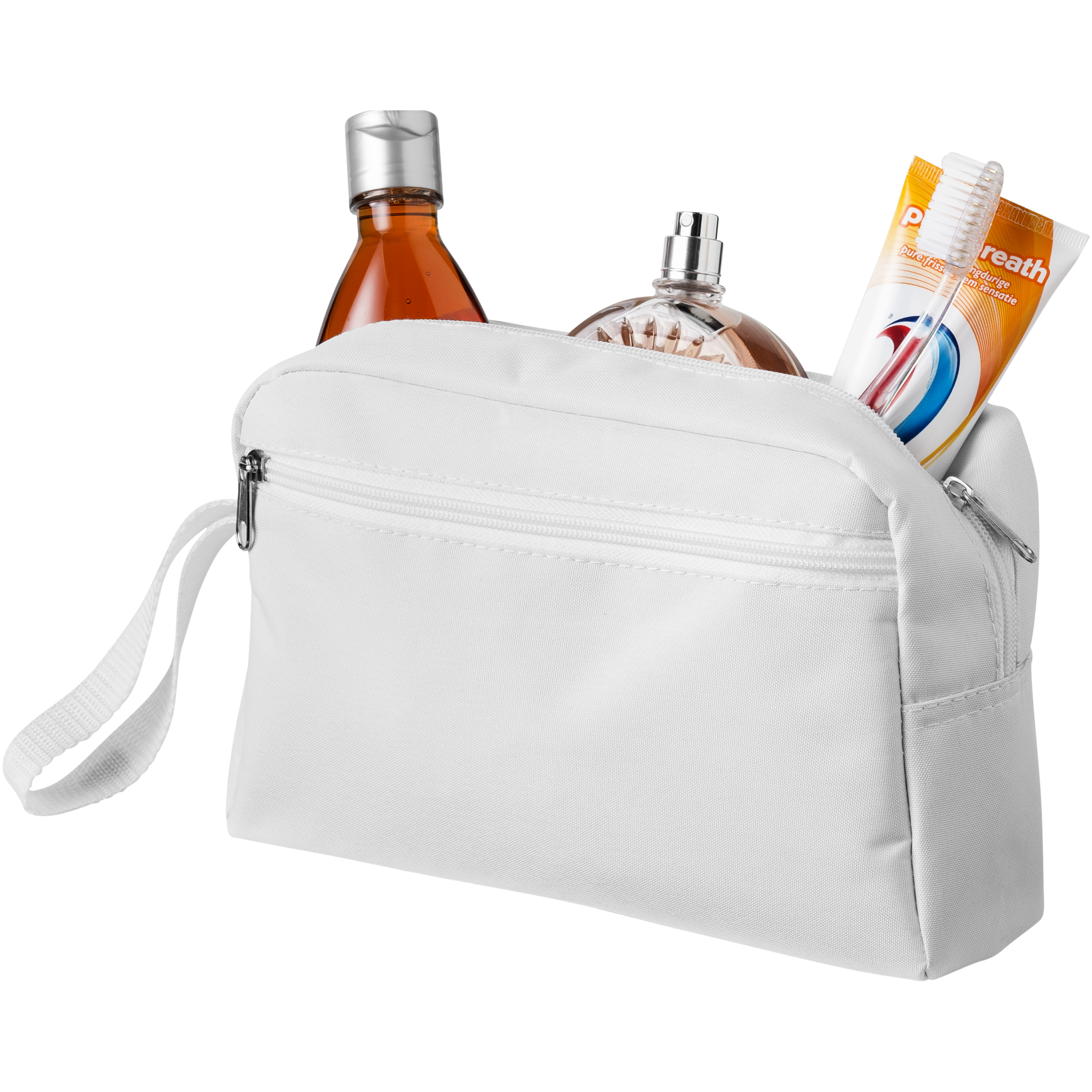 Trousse de toilette en polyester 300D 24,5 x 16 cm avec 2 poches zippées