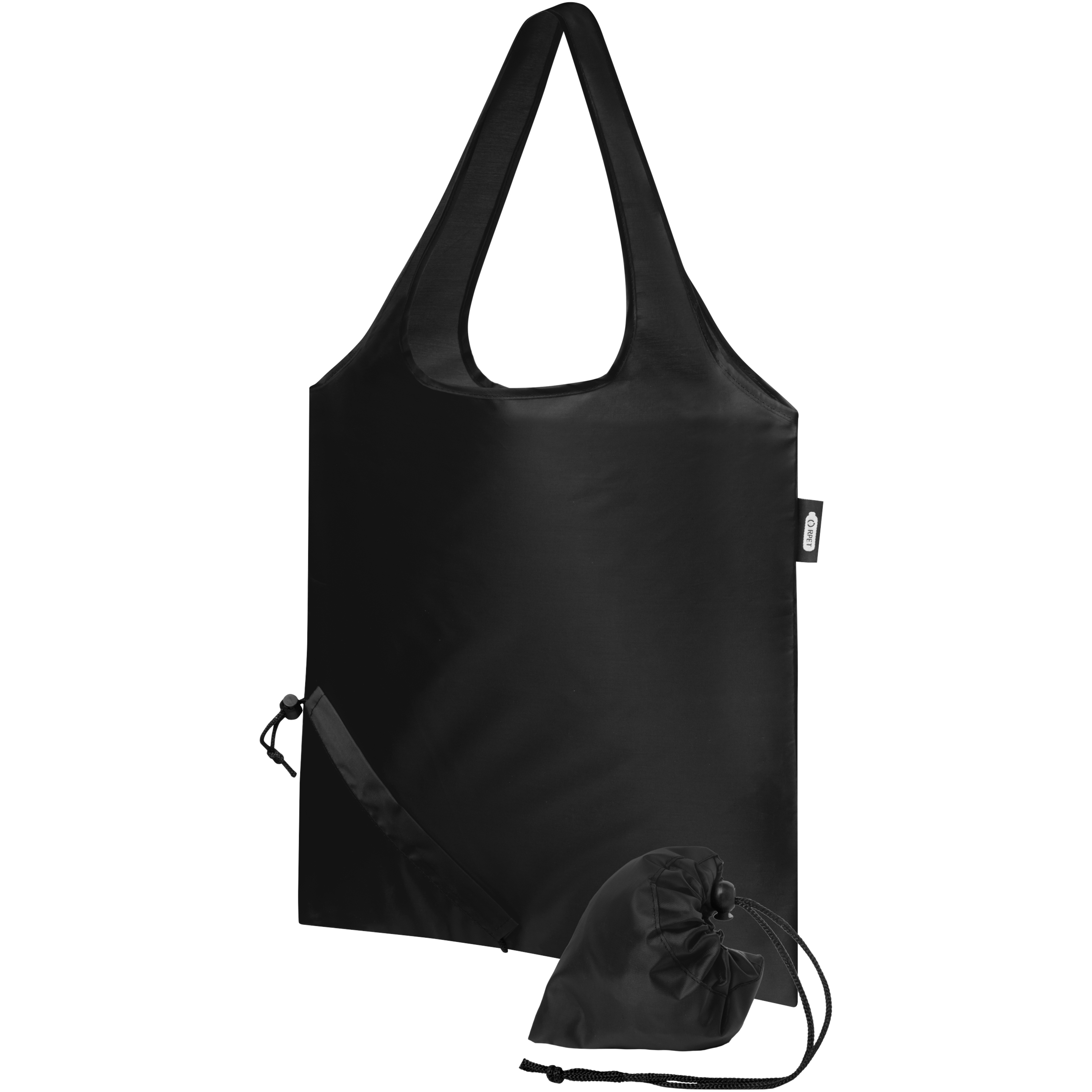 Sac à provisions pliable en polyester recyclé 38 x 40 cm avec cordon de serrage