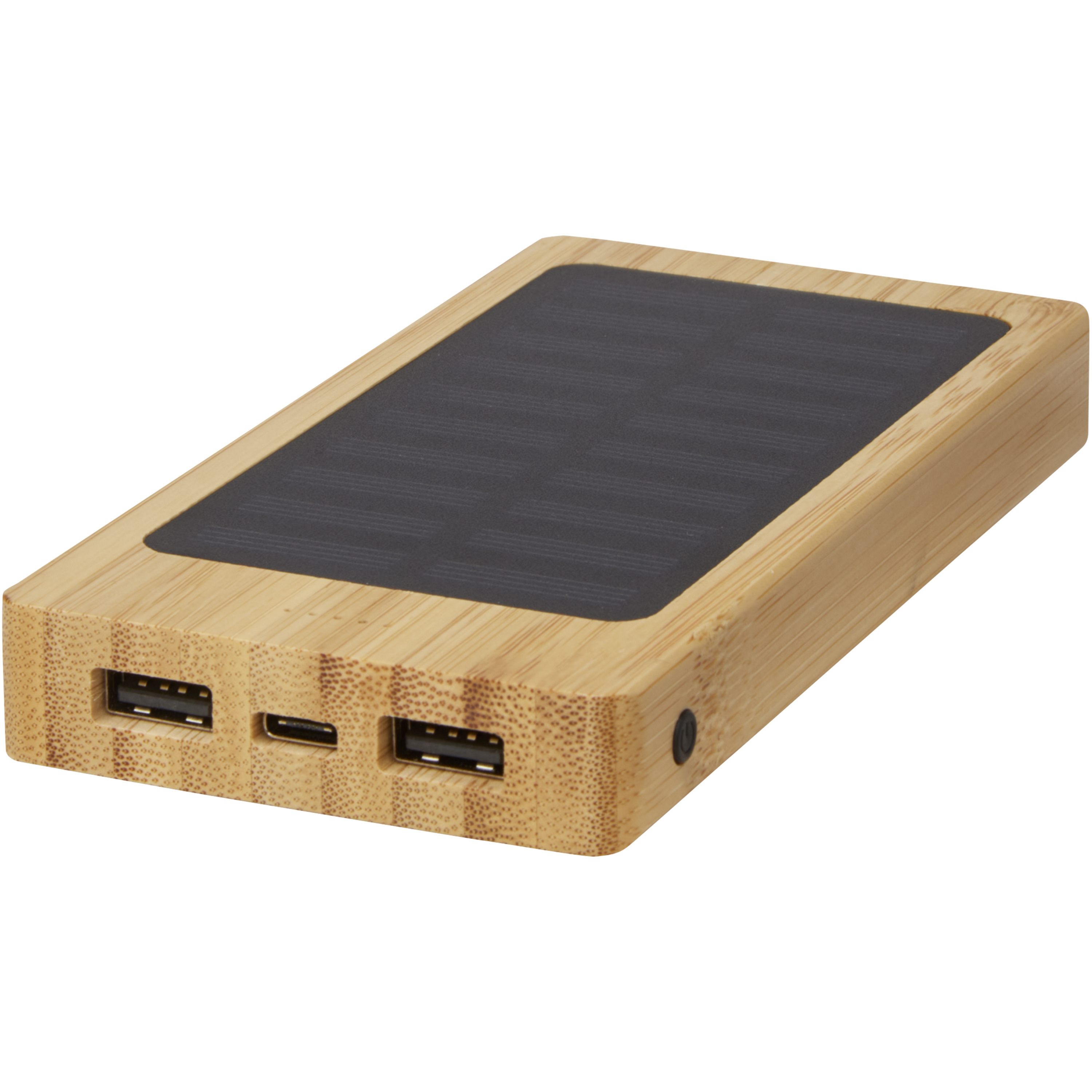 Banque d'énergie solaire USB en bambou 8'000 mAh avec connecteur Type-C