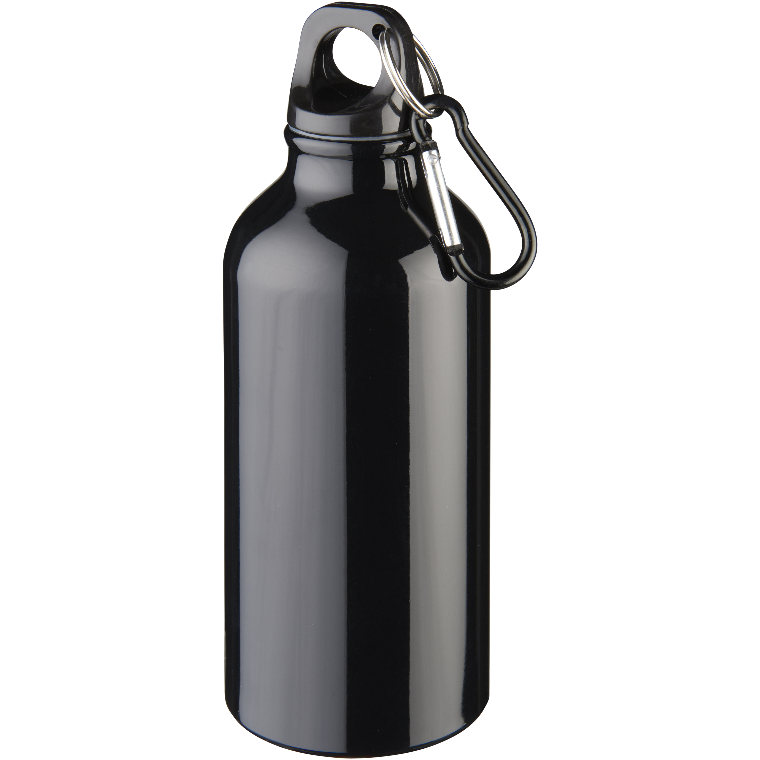 Trinkflasche aus Recyclingaluminium 0,4 l mit Karabinerhaken