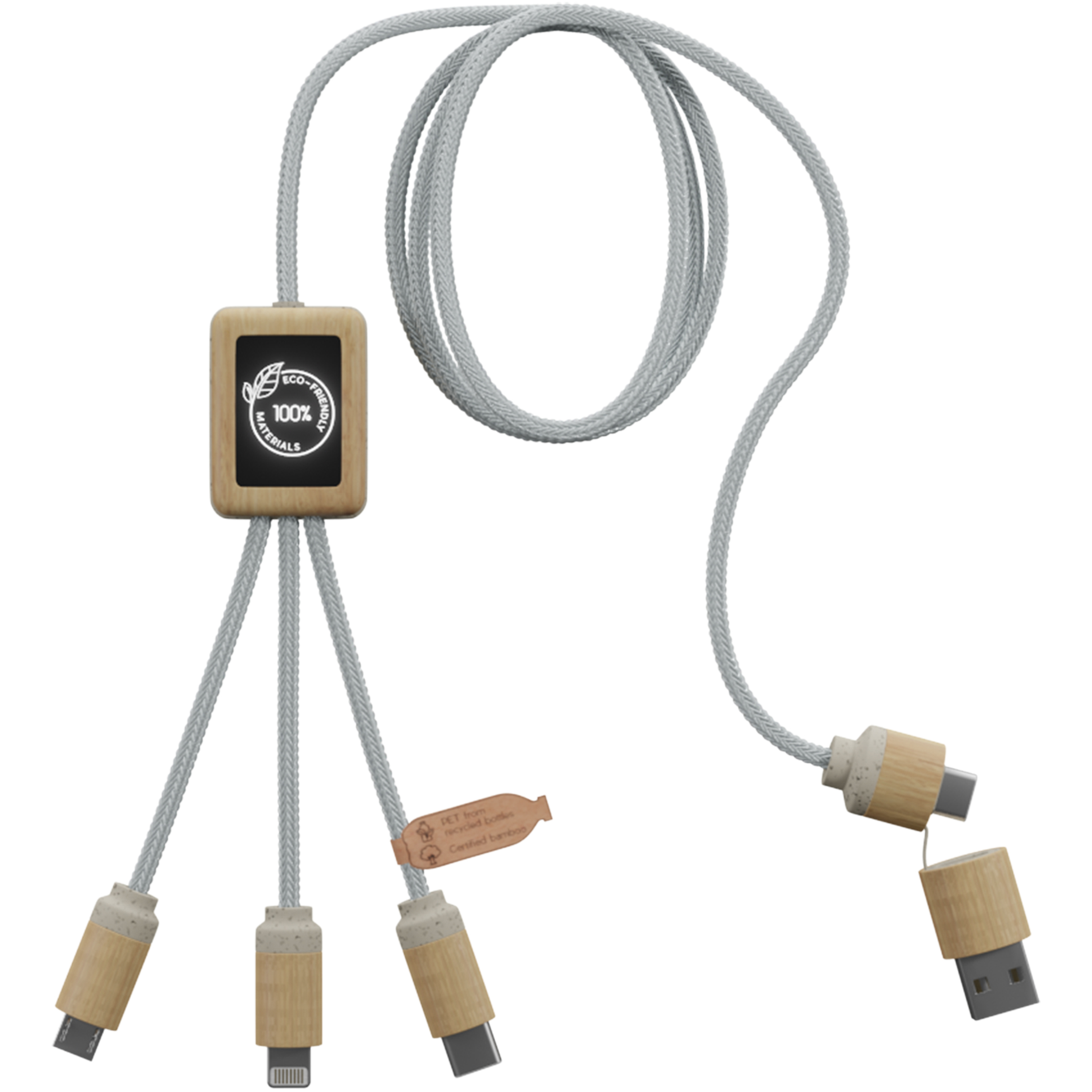 SCX.design  5-in-1 Ladekabel aus Bambus und recyceltem PET