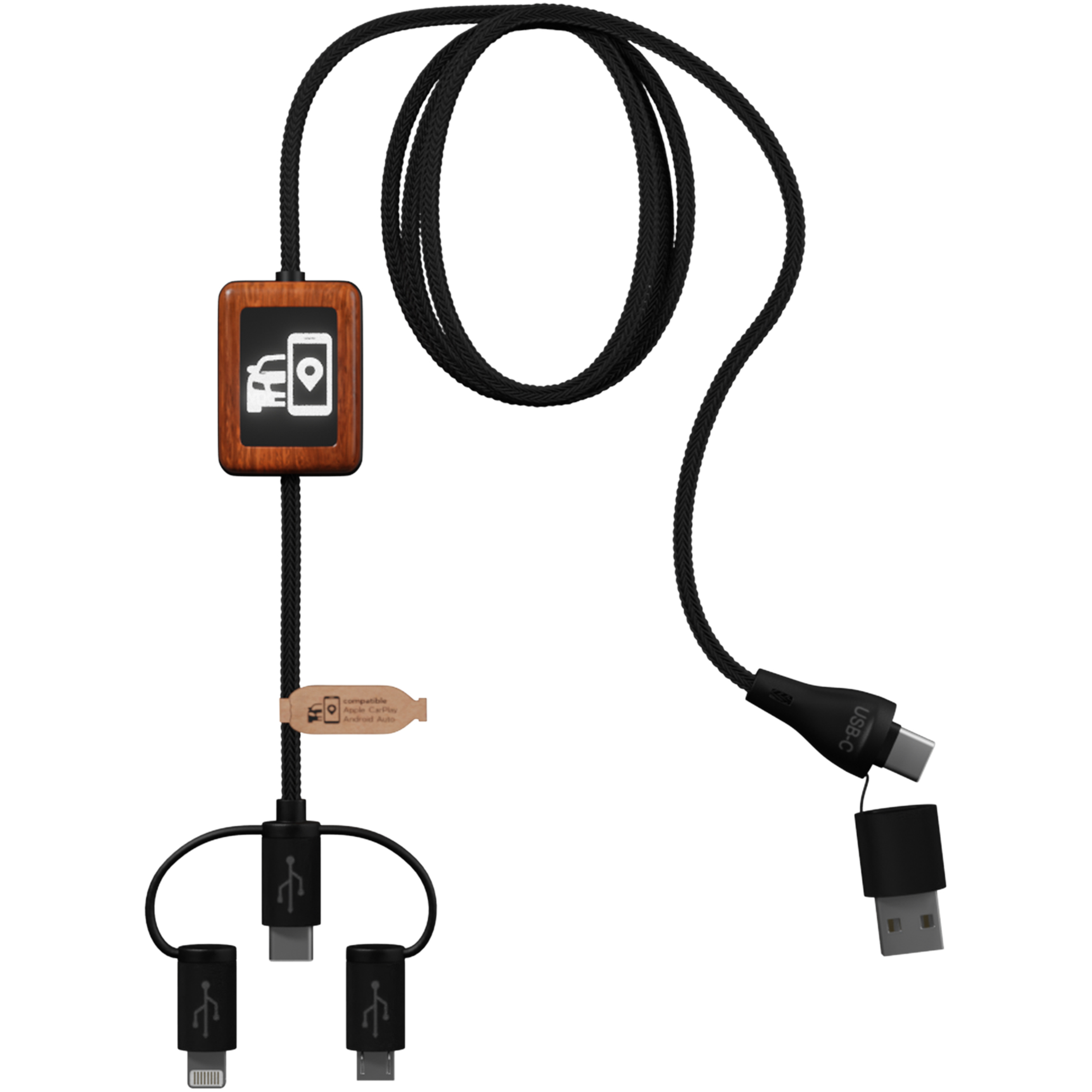 SCX.design 5-in-1 Ladekabel aus Holz und recyceltem PET