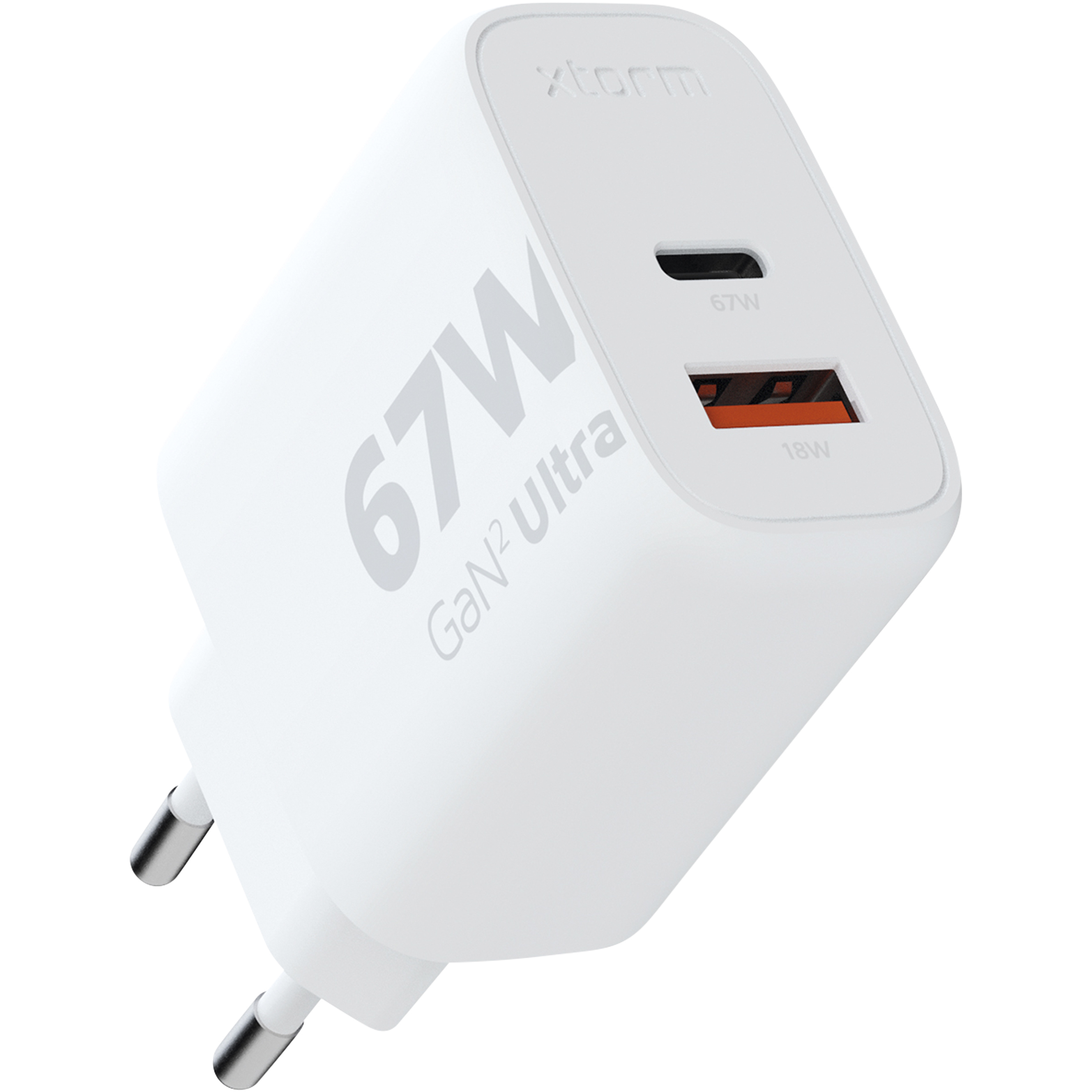 Dual-port charger made from recycled plastic USB-C 67W USB-A 18W 3.0