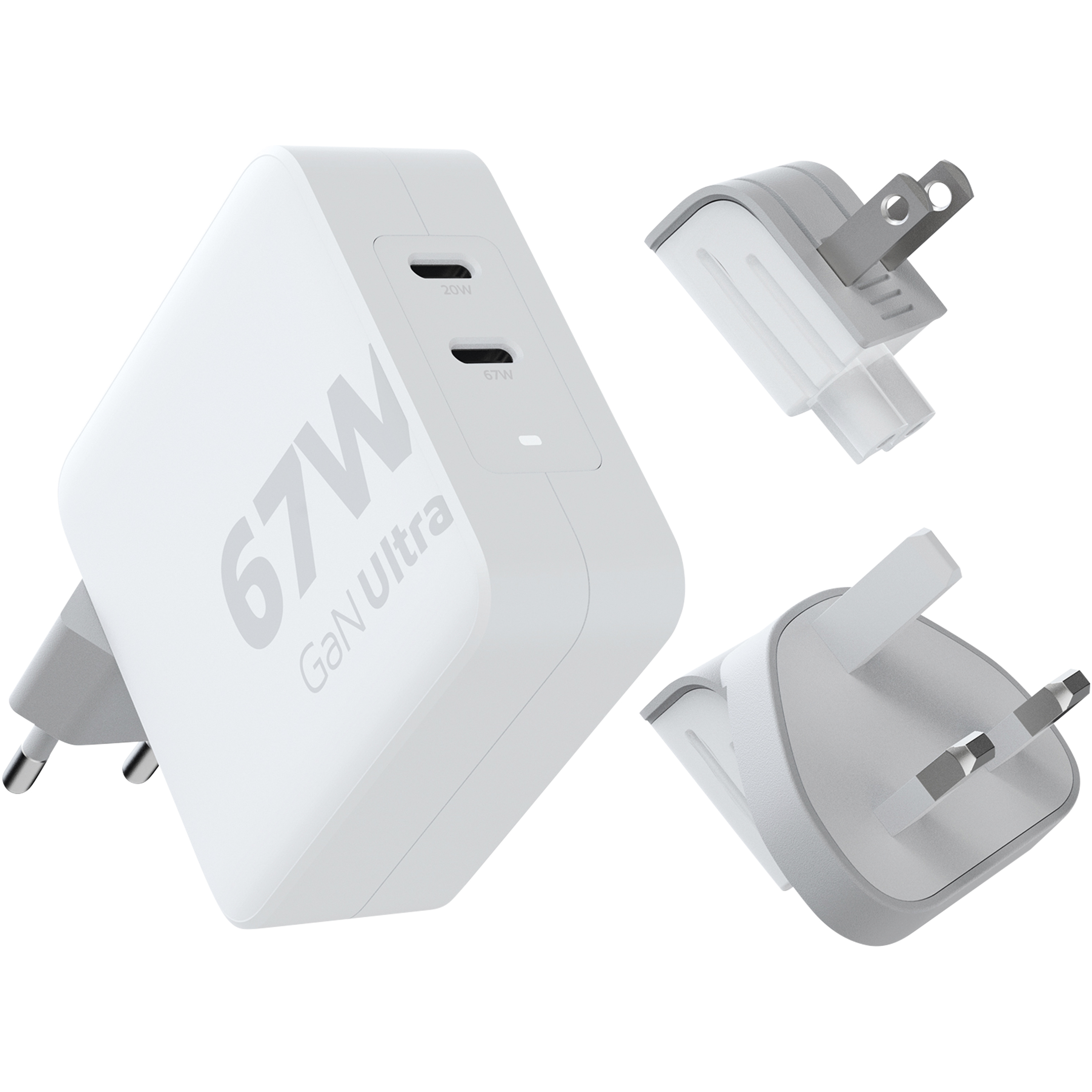 Reiseadapter Dual-Port-Funktionalität EU-, UK- und US-Wechselstromstecker