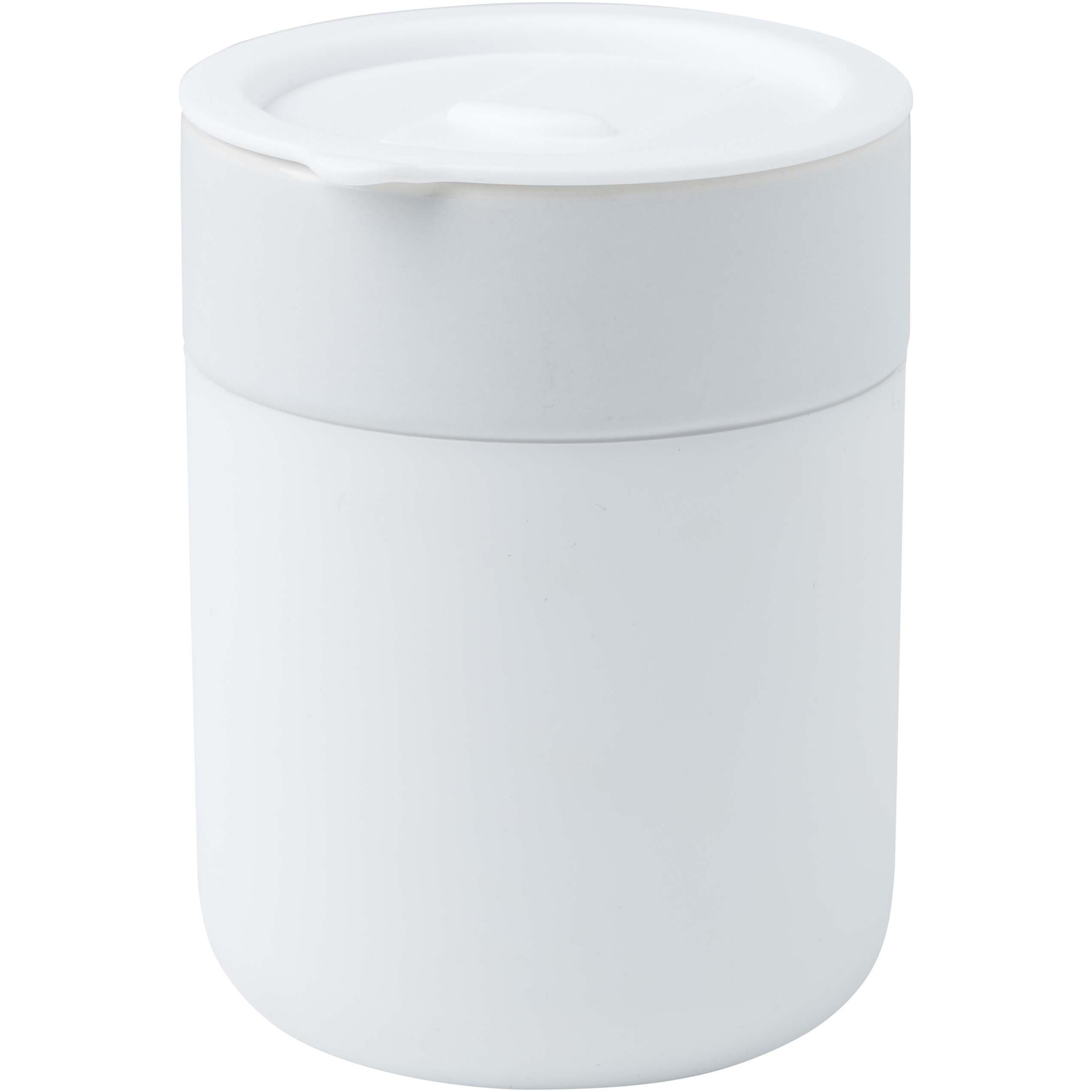 330 ml ceramic drinking cup with silicone sleeve and plastic lid