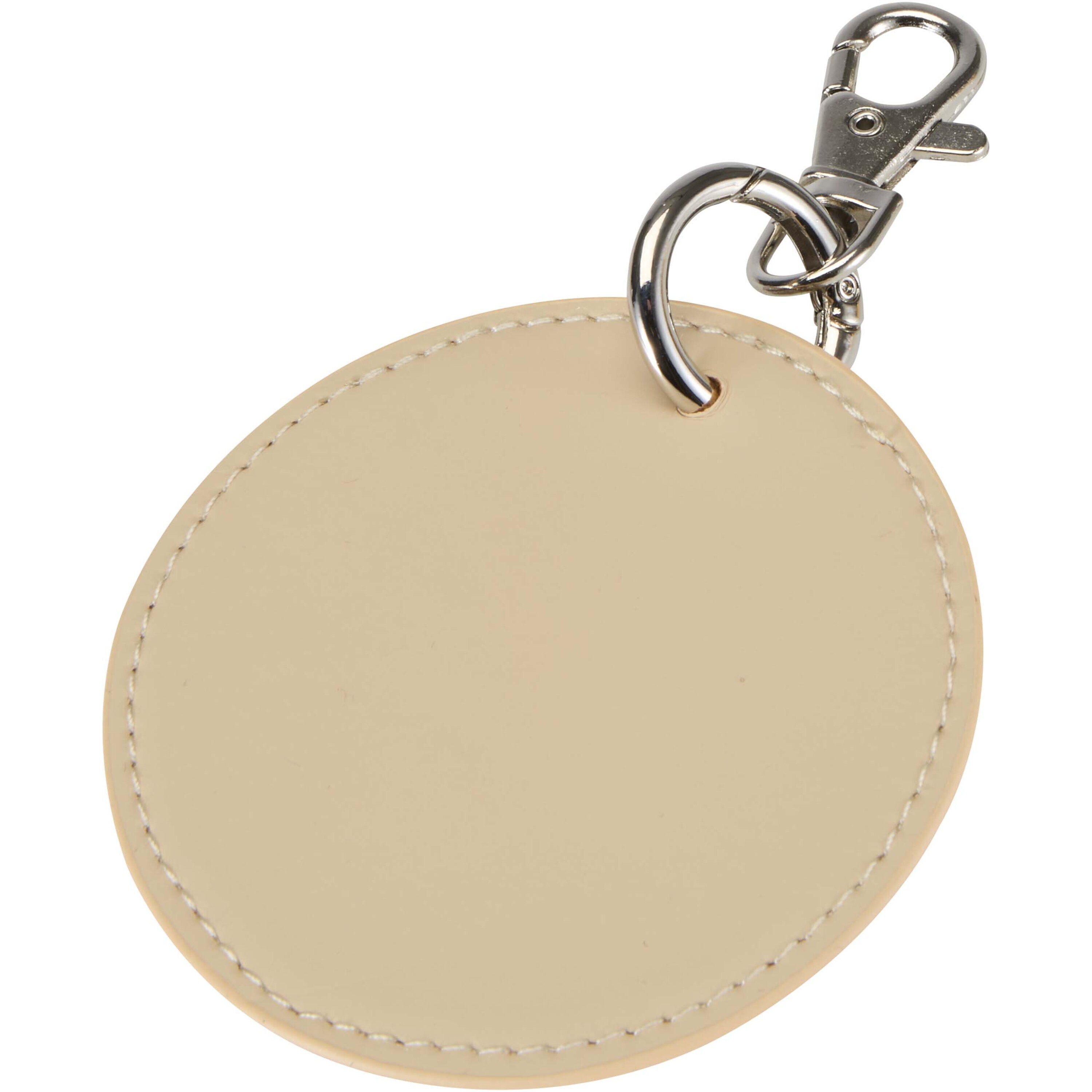 Porte-clés en PU recyclé avec mousqueton, Ø 7,5 cm