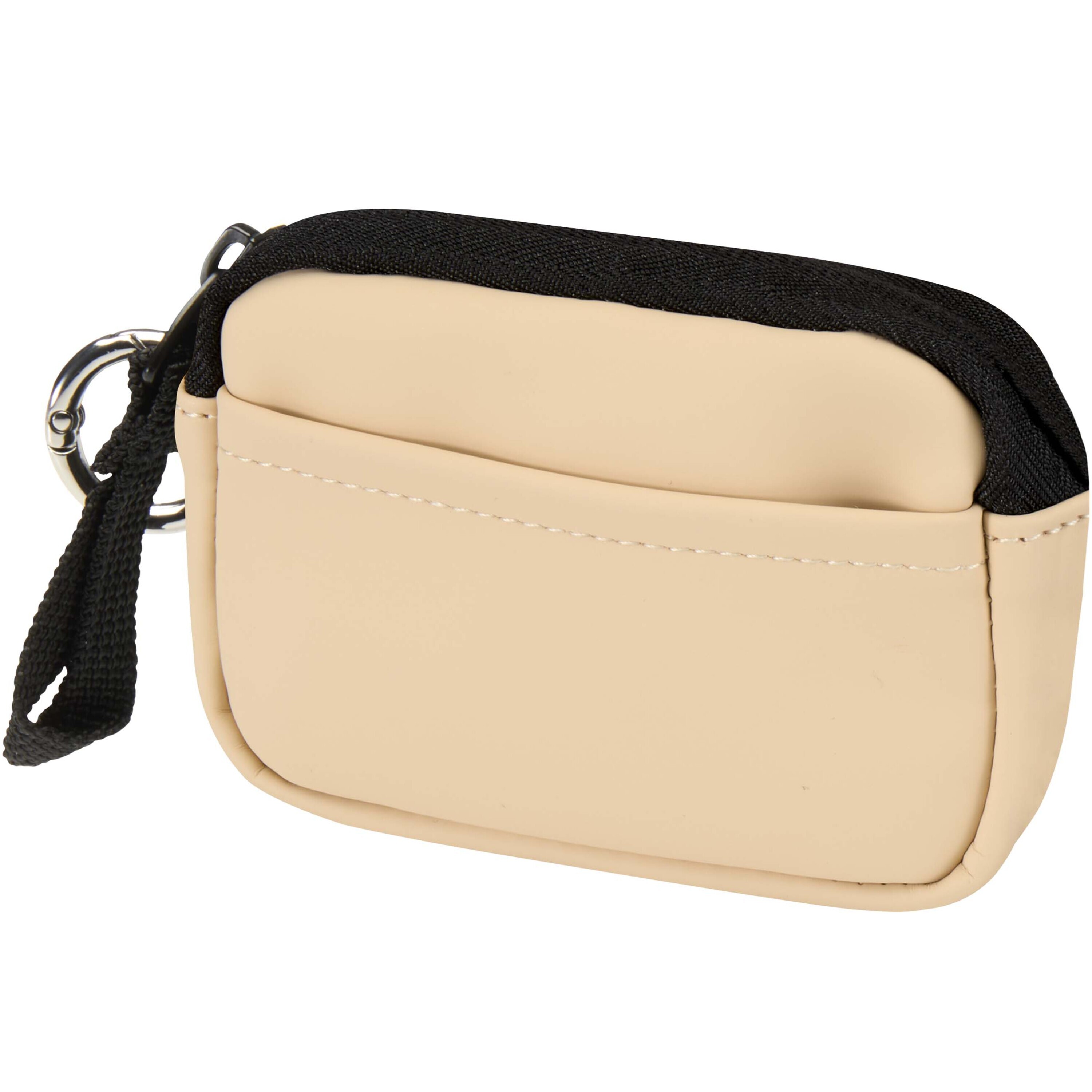 Wallet made of GRS-certified recycled PU with an inner and outer compartment and a round carabiner clip