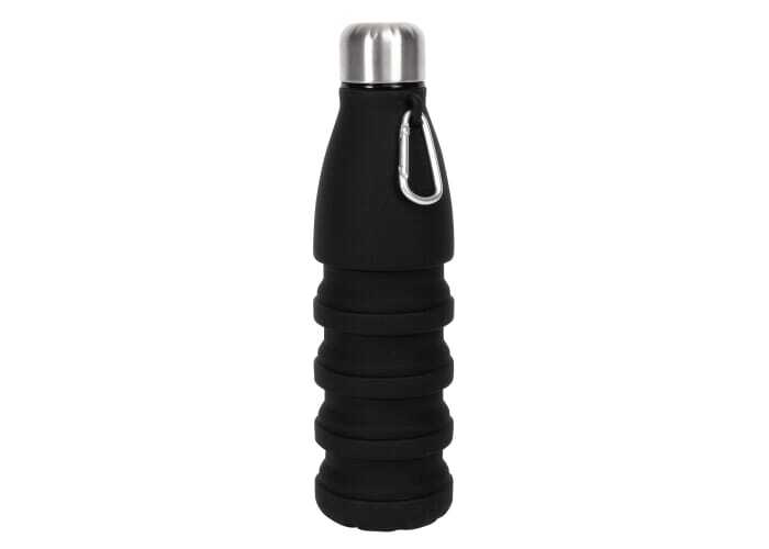 Foldable silicone drinking bottle 0.55 l with snap hook
