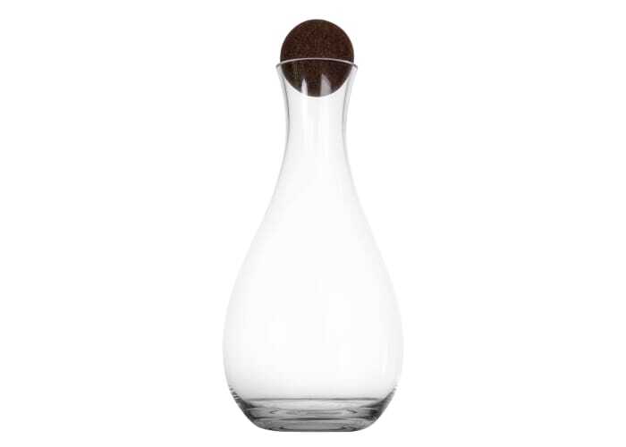 Saladier de service en verre avec fond en chêne Ø 23 x 15 cm