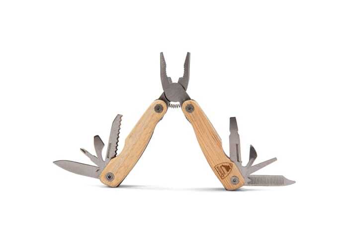 Multitool Holz mit 9 Edelstahl-Funktionen 7 x 3,5 cm
