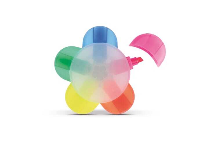 Textmarker aus ABS-Kunststoff mit 5 Neonfarben