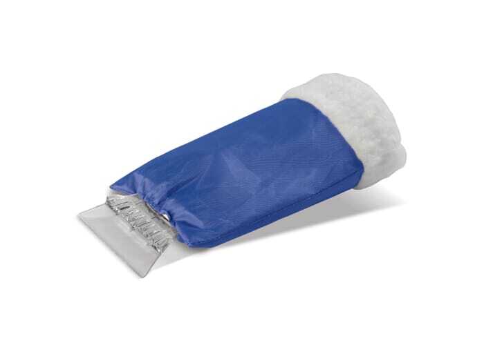 Plastic ice scraper with polyester glove