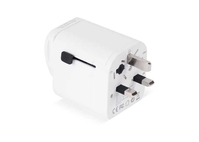 Universal travel adapter with USB and USB type C connections