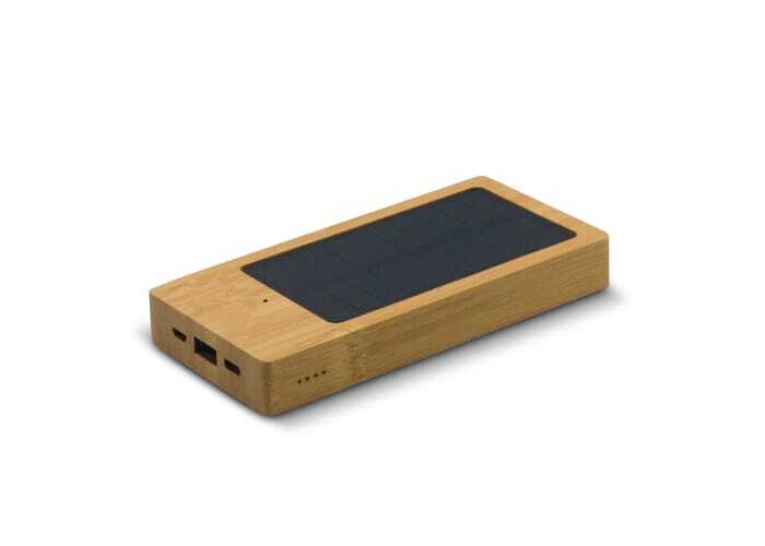 Solar USB power bank made from FSC bamboo 8,000 mAh