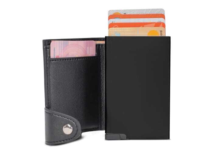RFID card holder PU/aluminum for 5 cards 7 x 10 cm