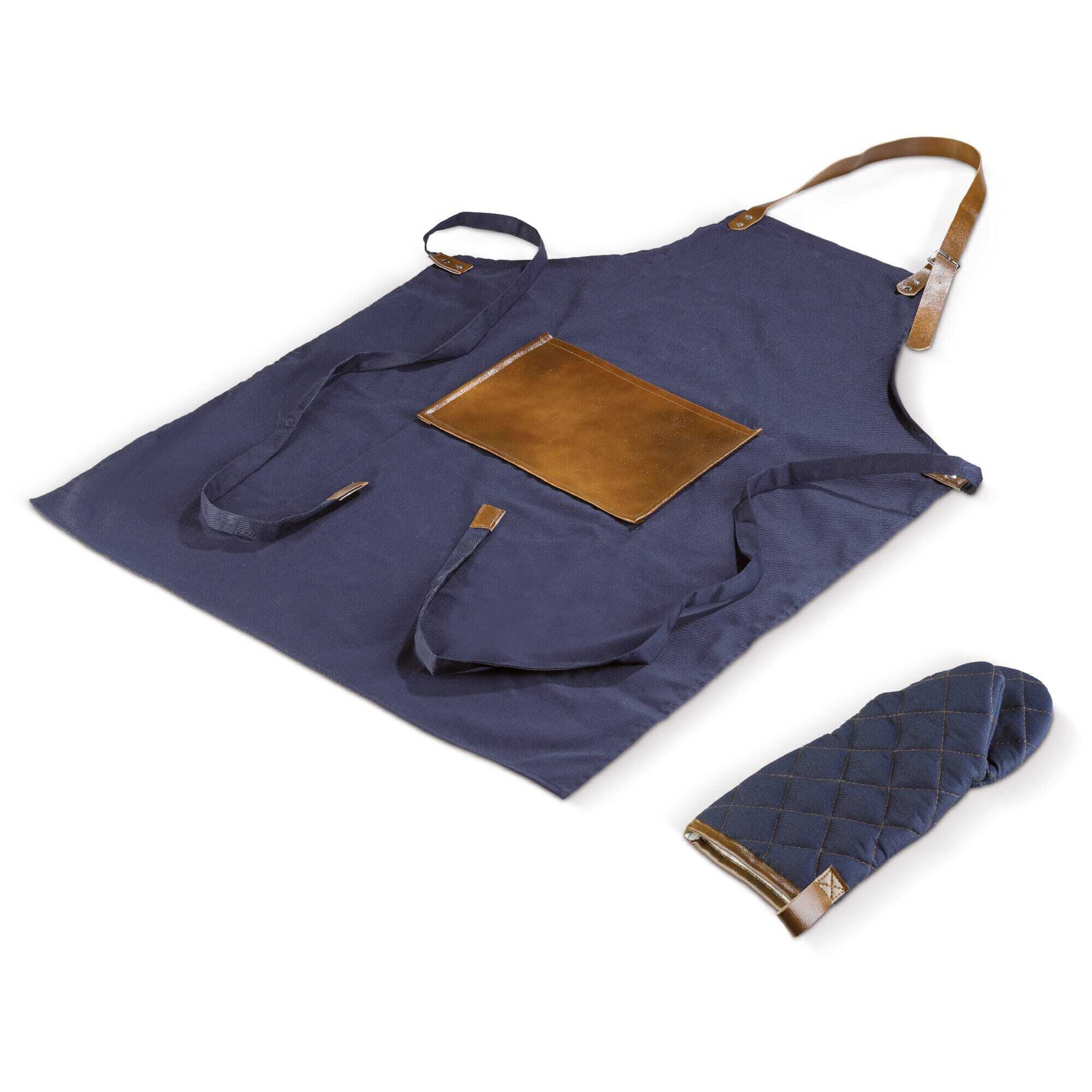 Tablier BBQ avec compartiment PU et gant en coton