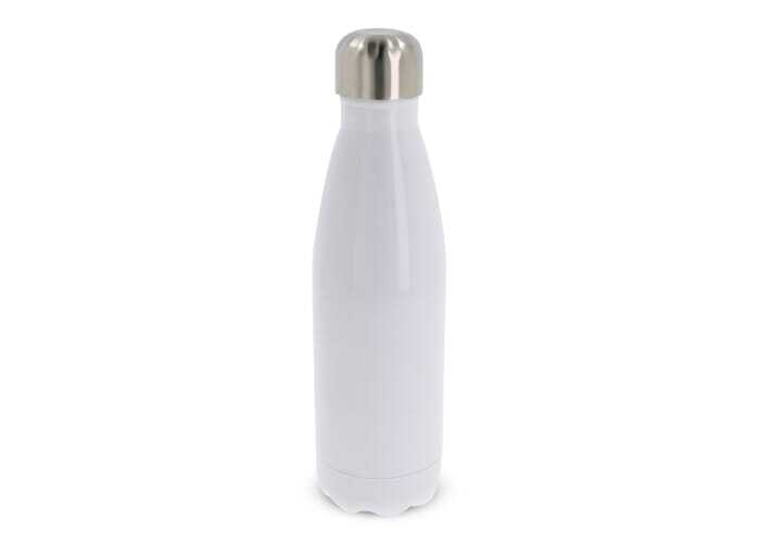 Isolierflasche aus Edelstahl 0,5 l weiss rundum bedruckbar