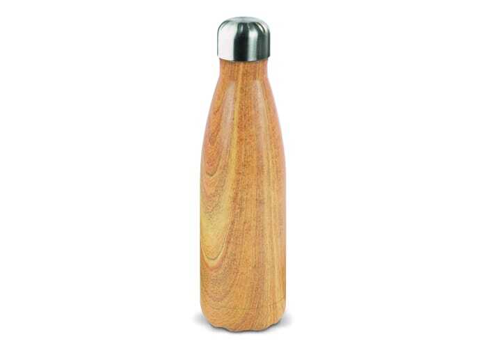 Isolierflasche aus Edelstahl 0,5 l in Holzoptik