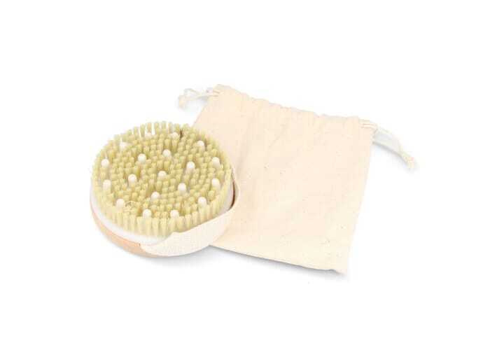 Bamboo bath brush with a natural bristle head
