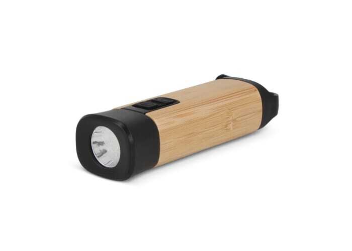 USB LED-Taschenlampe aus recyceltem Kunststoff und Bambus