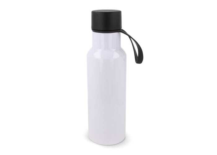 Drinking bottle made from recycled PET and steel 0.6 l suitable for hot water