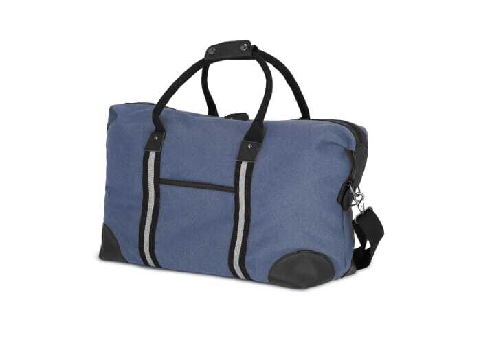 Travel bag made from recycled cotton with reflective elements
