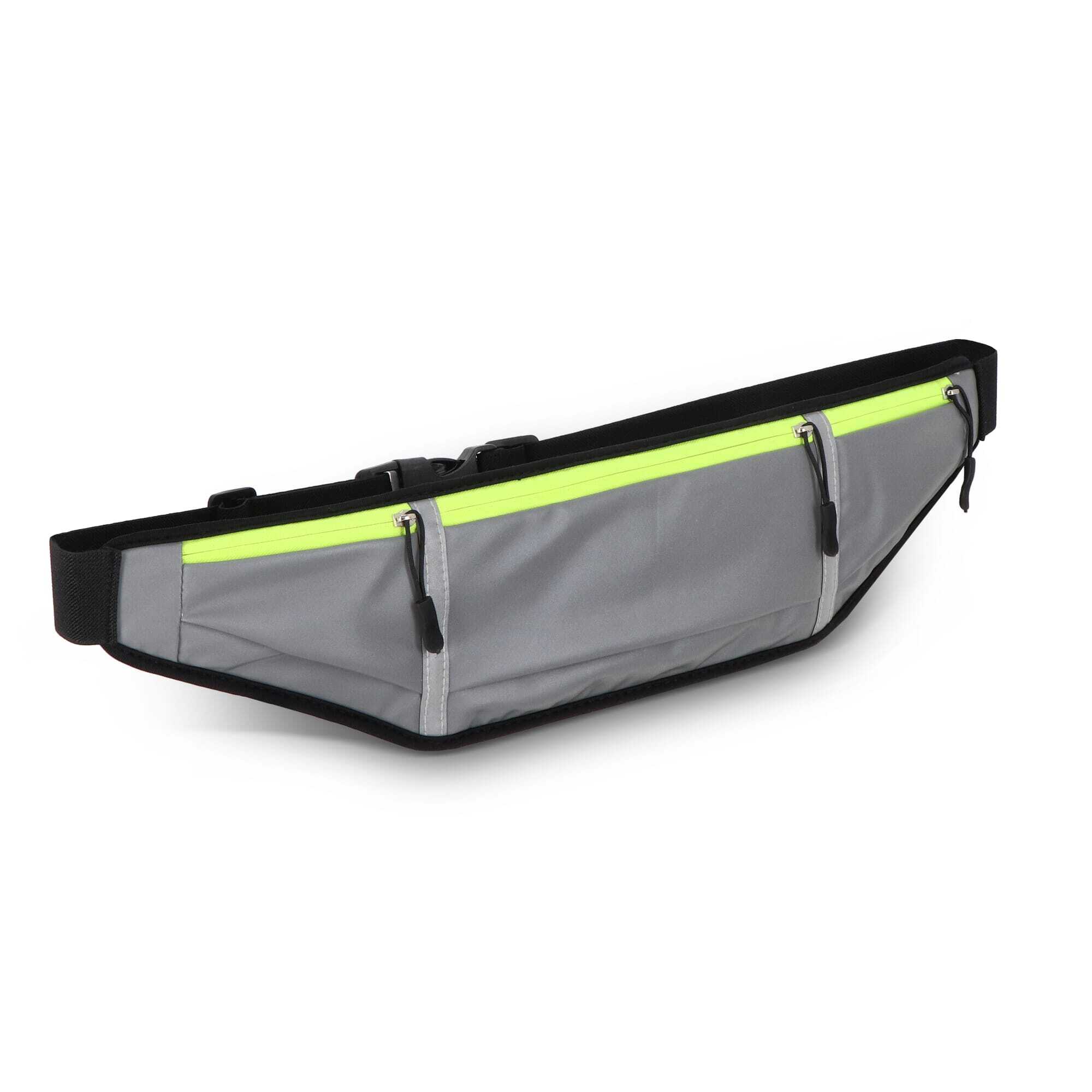 Reflective polyester belt bag with main compartment and side pockets