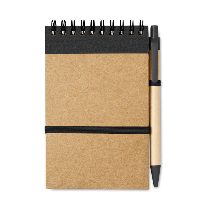 Notizbuch A6 Softcover aus recyceltem Papier inkl. Kugelschreiber