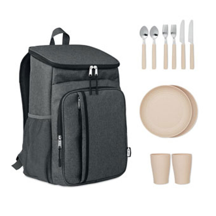Picnic set for 2 people made from recycled PET with cooler compartment