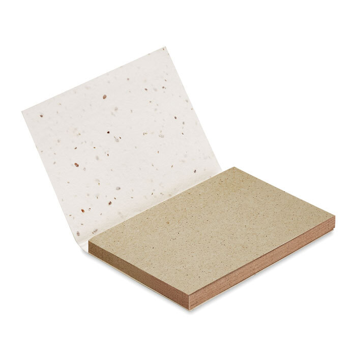 Notes adhésives couverture souple papier herbe et graines 10 x 7,5 cm 50 feuilles