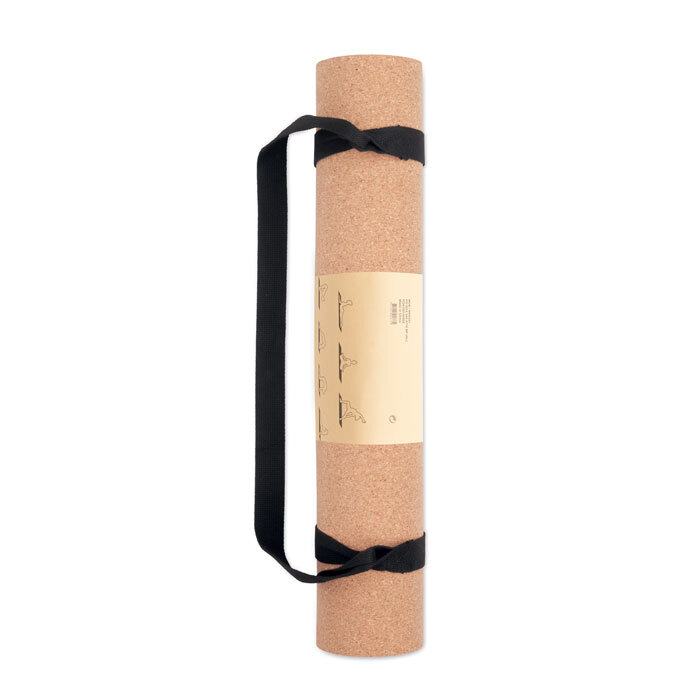 Yogamatte aus Kork 183 cm lang mit Tragegurt