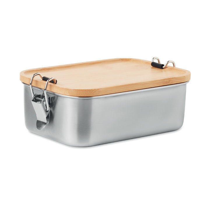 Boîte à lunch en acier inoxydable/bambou 750 ml 16 x 11 x 5,5 cm