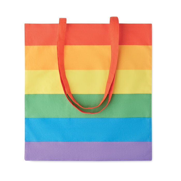 Einkaufstasche Baumwolle 200 g/m² 38 x 42 cm in Regenbogenfarben