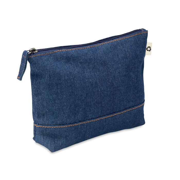 Toiletry bag made from 50% recycled cotton denim 250 g/m²