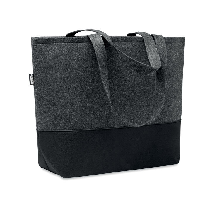 Sac à provisions en PET recyclé 55 x 39 cm en gris foncé/noir