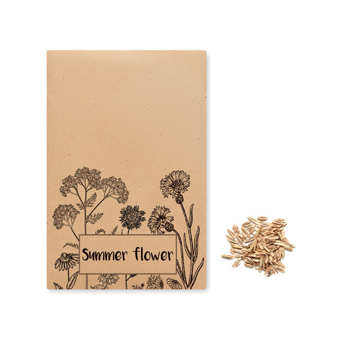 Samentüte aus Papier mit Sommerblumen 10,5 x 6,5 cm