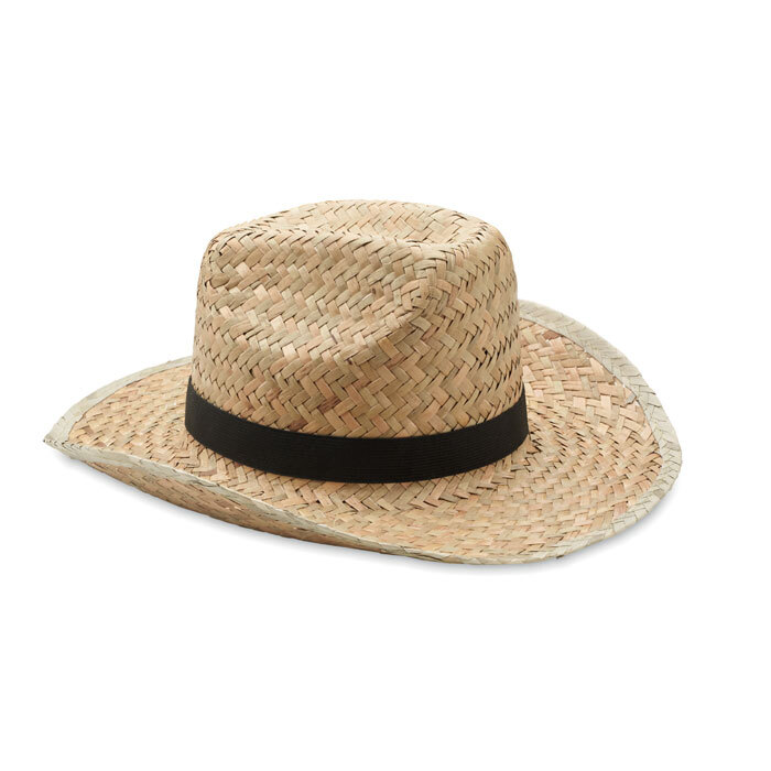 Straw sun hat with polyester band