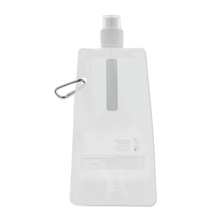 Foldable PET drinking bottle 0.48 l with snap hook