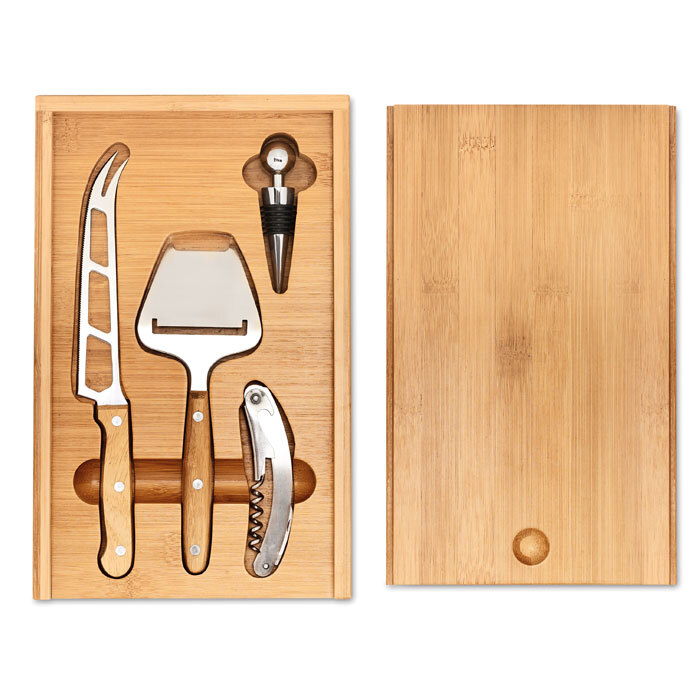 4-piece bamboo wine and cheese set
