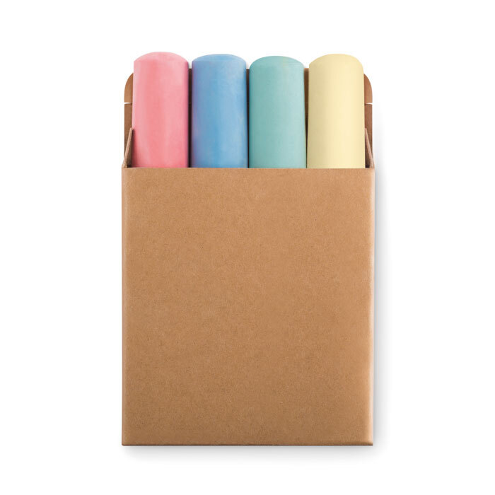 Street chalk set of 4 Ø 2.5 x 10.5 cm in kraft cardboard box