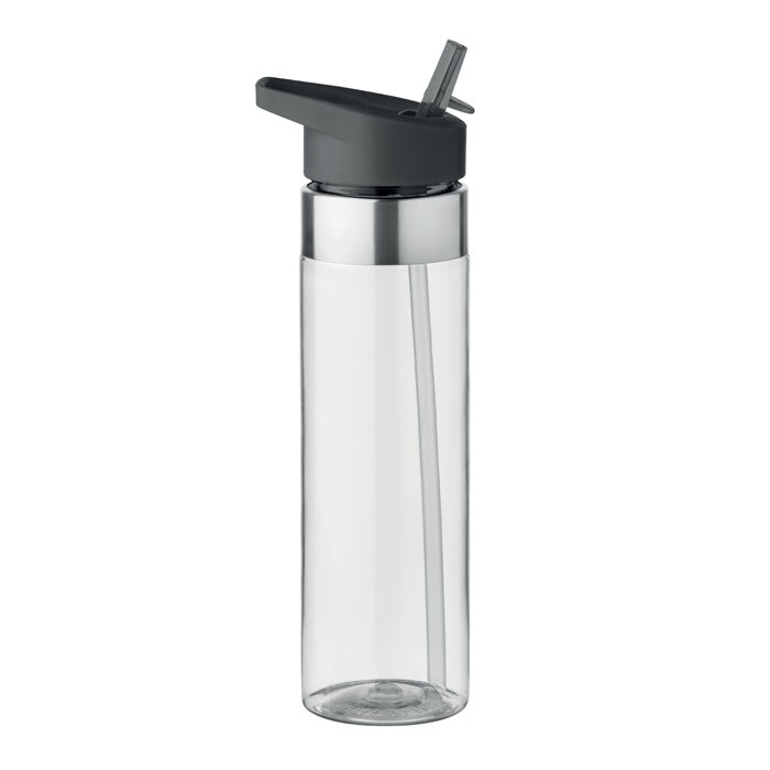 Sports bottle made of PET plastic 0.65 l with drinking straw