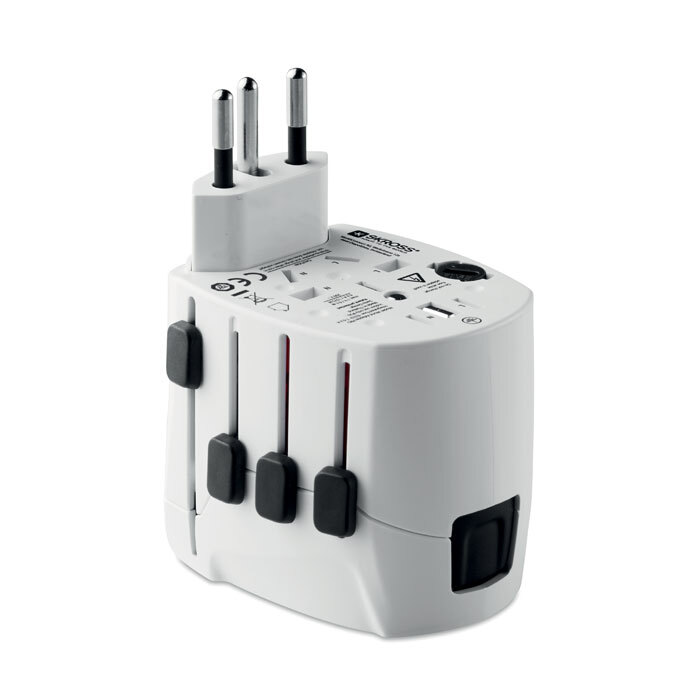 Adaptateur USB tour du monde en plastique 7 x 5,5 x 7,5 cm