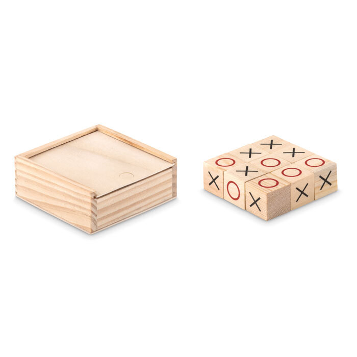 Jeu Tic Tac Toe en bois dans boîte 7 x 7 x 2,5 cm