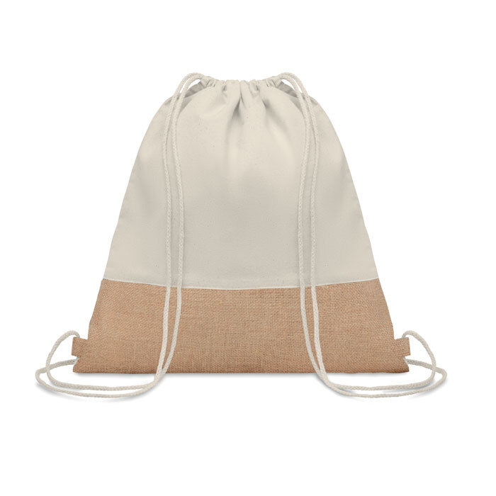 Sac de sport en coton avec empiècement en jute 160 g/m
