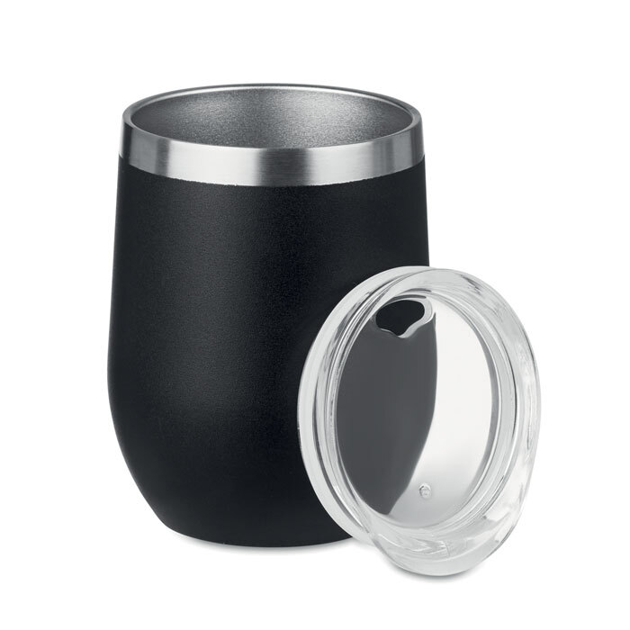 Isolierbecher aus Edelstahl 300 ml mit transparentem Deckel