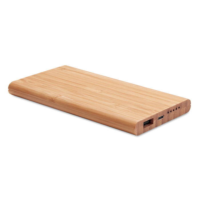Wireless powerbank made of bamboo 6'000 mAh output DC9V/1.66A 15W