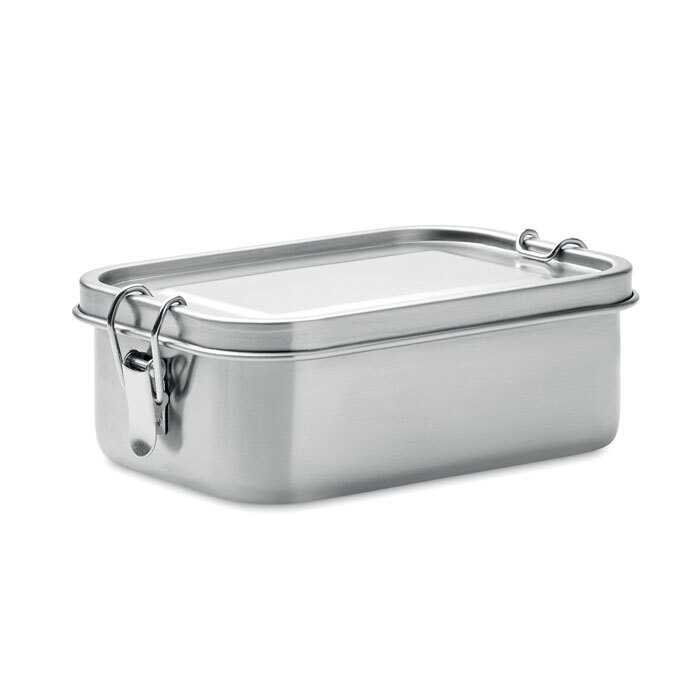 Boîte à lunch en acier inoxydable 750 ml 16 x 11,5 x 5 cm avec pinces de maintien