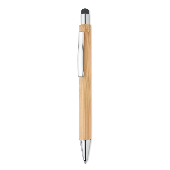 Kugelschreiber/Touchpen aus Bambus Mine blauschreibend