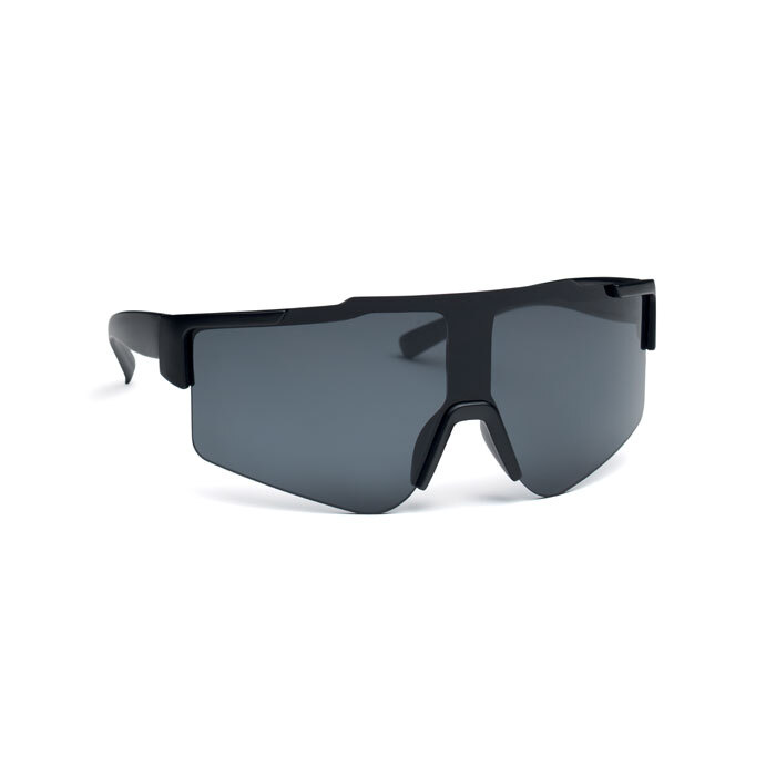 Plastic sports sunglasses with mirrored lenses UV400 protection
