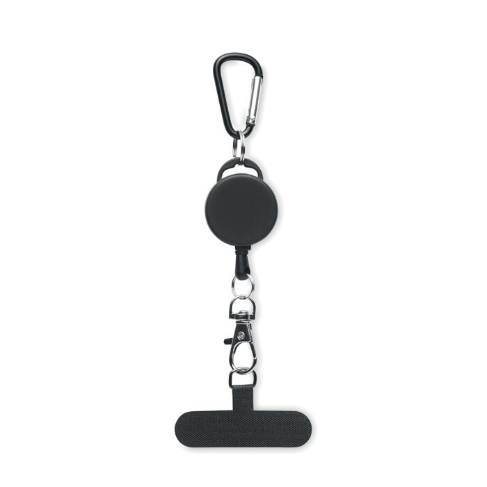 Retractable smartphone/ID card holder with carabiner